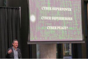 Brian Abrams speaks at E@DU's "Innovation in Israel" event. (Photo by Kevin Douglas)
