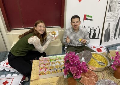 Students eating food in Dubai
