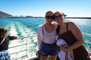 Two PMBA students on a boat in South Africa.